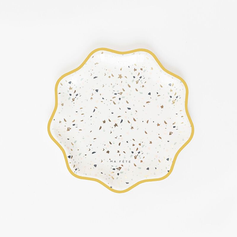 Ma Fete Terrazzo Pattern Paper Dessert Plates 7", (8)