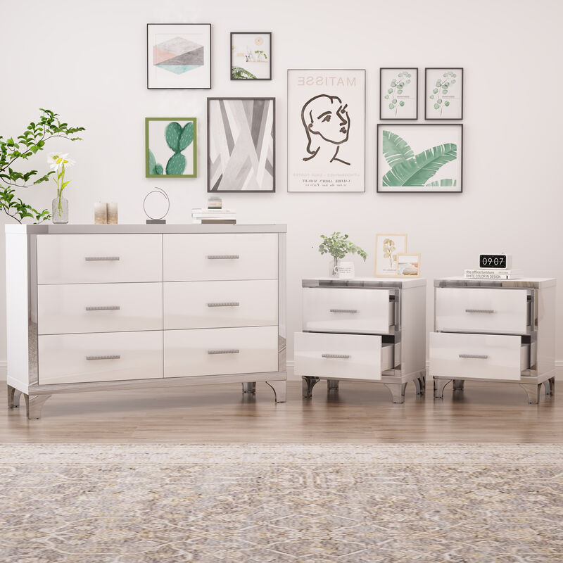 Merax 1 Dresser and 2 Nightstands Bedroom Set