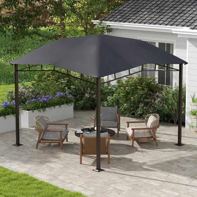 10' x 10' Soft Top Patio Outdoor Canopy Gazebo Tent Steel Fabric Gray