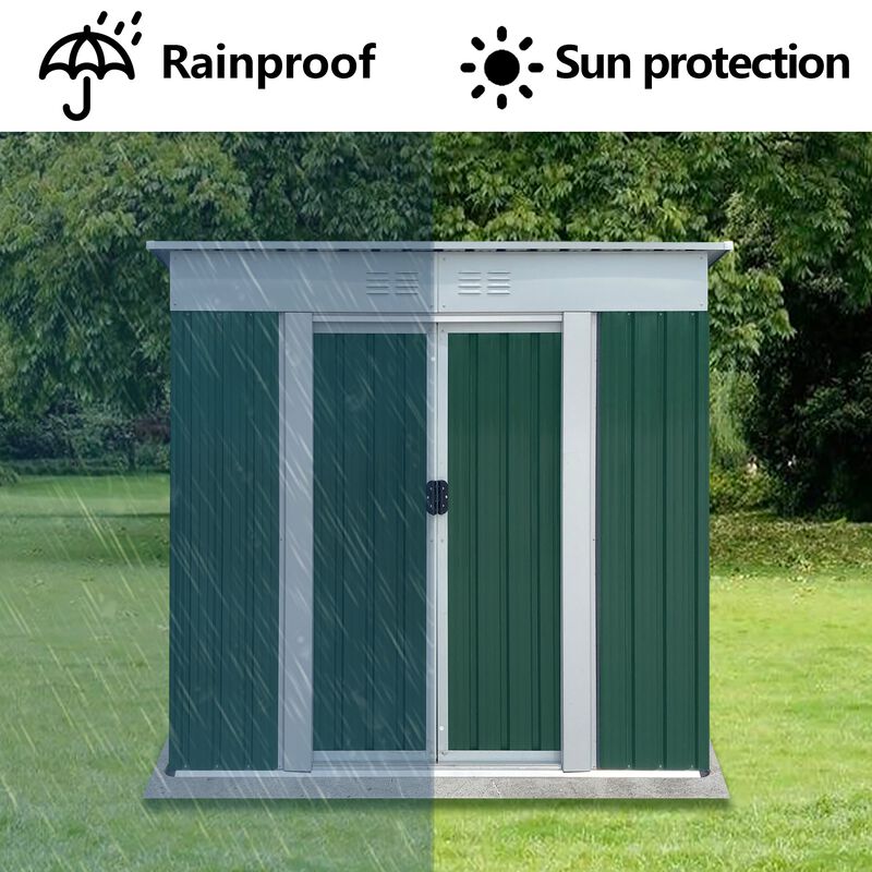 MONDAWE Outdoor Storage Sheds 6FTx4FT Pent Roof with Aluminum Alloy Frame