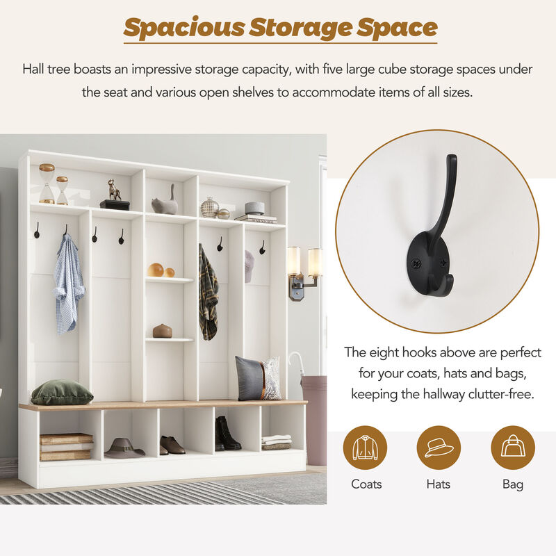 Merax Wide Design Hall Tree with Storage Bench for Entryways