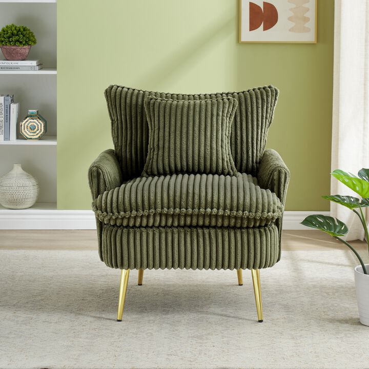 Merax Corduroy Single Sofa Chair with Metal Legs