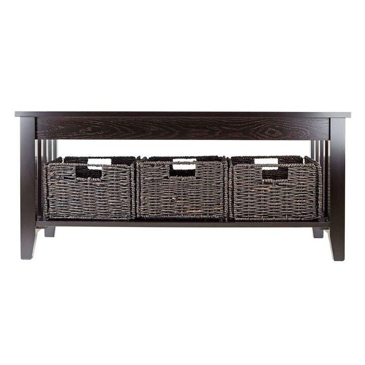 Hivvago Espresso 2 Tier Coffee Occasional Table with 3 Storage Baskets