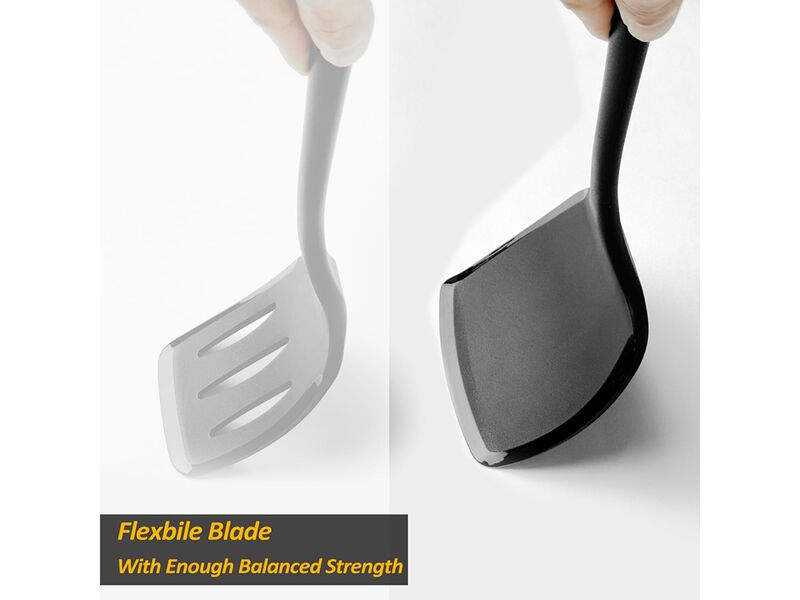 Vovoly Silicone Pancake Spatula Turner with Lengthened Handle& Seamless Design