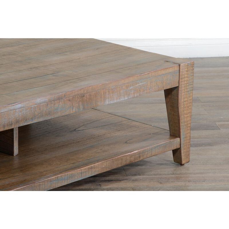 Sunny Designs 48 Modern Mindi Wood Cocktail Table in Weathered Brown