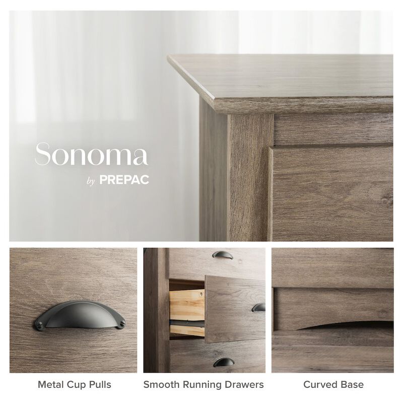 Prepac Salt Spring 6-Drawer Dresser in Drifted Gray