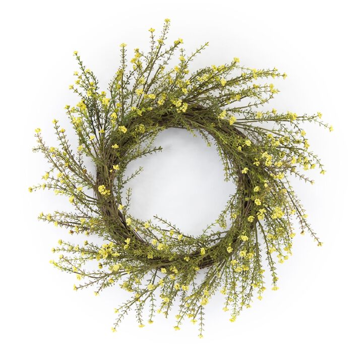 Mini Yellow Floral Twig Spring Wreath  18-Inch