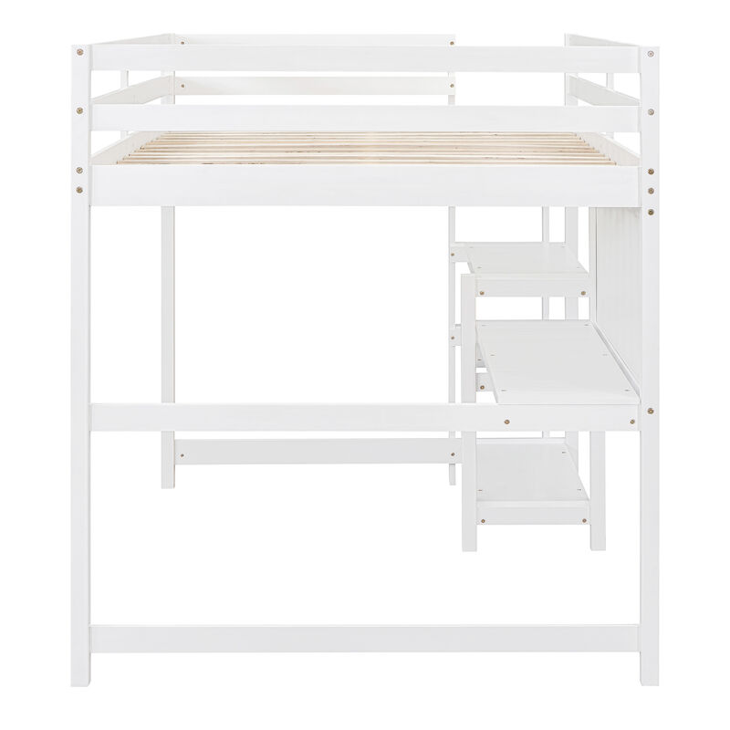 Merax Wooden Loft Bed with Desk and Writing Board