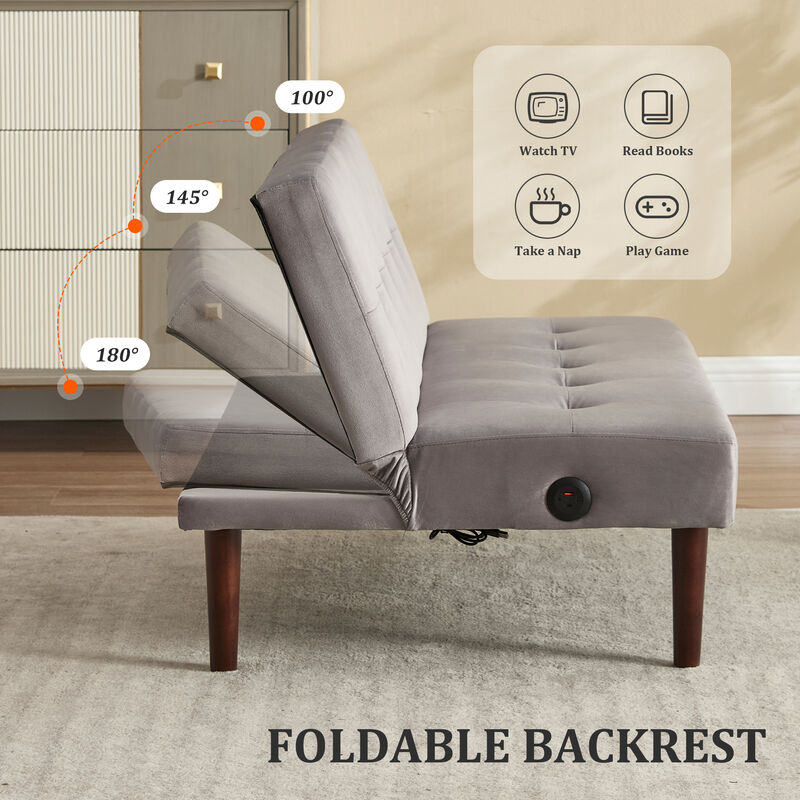 Merax Flannel Fabric Foldable Sofa Recliner Futon