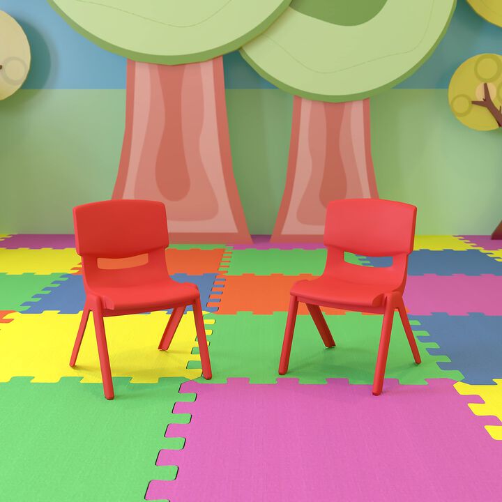 Flash Furniture Whitney 2 Pack Red Plastic Stackable School Chair with 10.5'' Seat Height