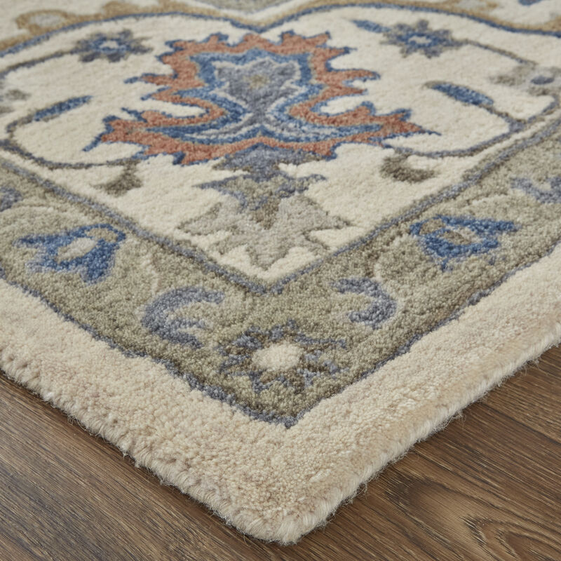 Rylan 8640F Taupe/Ivory/Blue 5' x 8' Rug