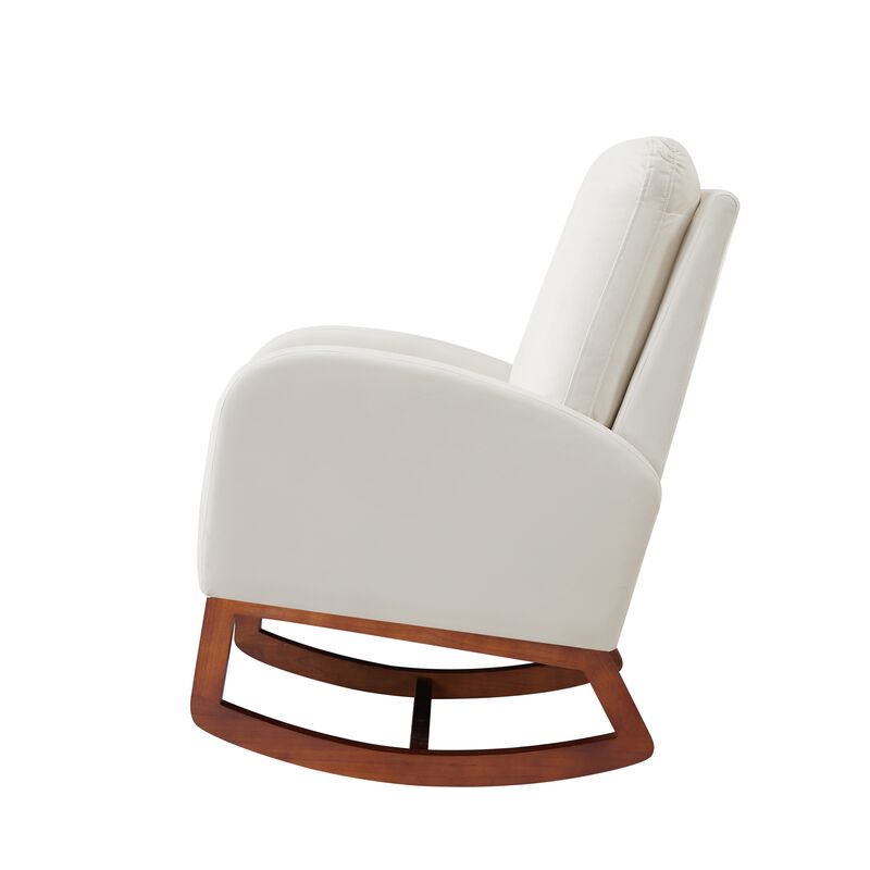 High Back Flannelette Rocking Chair with Side Pocket for Indoor Use