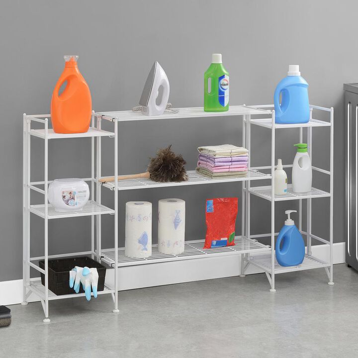 Convenience Concepts Xtra Storage 3 Tier Folding Metal Shelves with Set of 3 Deluxe Extension Shelves