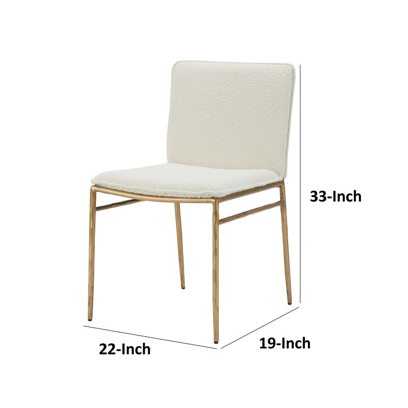 Cid Abby 19 Inch Side Dining Chair, Off White, Brass Gold Finished Legs - Benzara