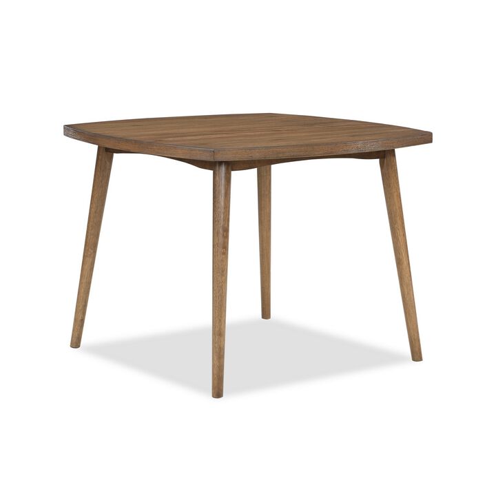 Summit 40 Inch Dining Table, Square Top, Rounded Edges, Wood Frame, Brown - Benzara