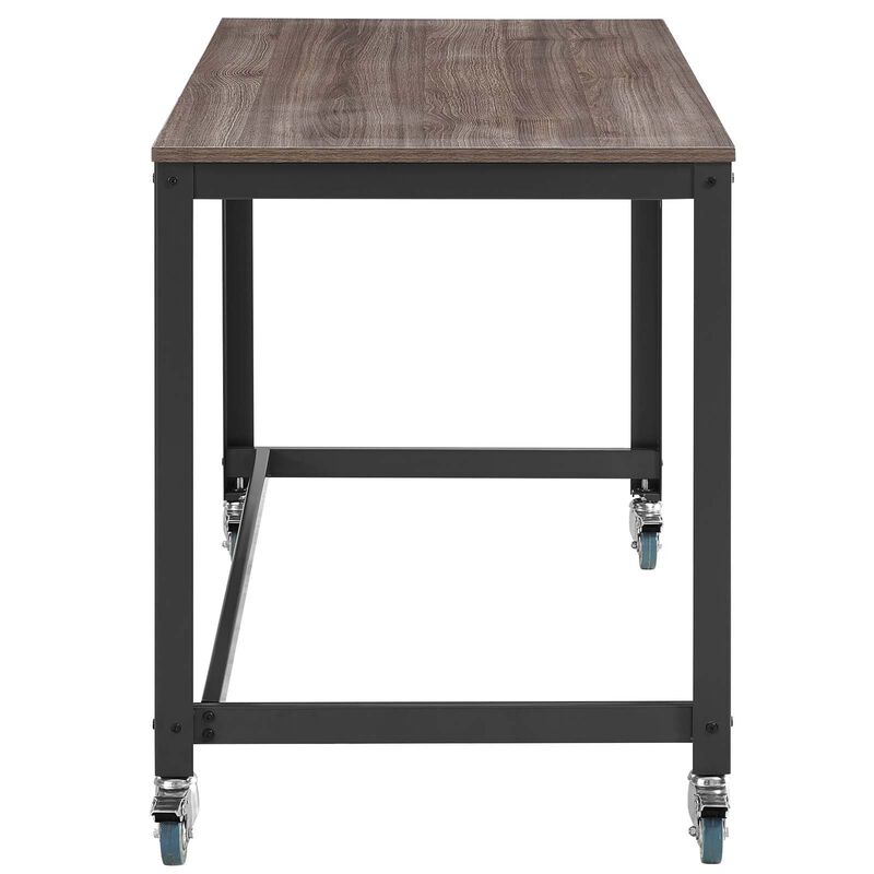 Modway Vivify Industrial Modern Computer Office Desk With Locking Casters