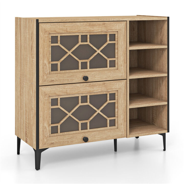 Shoe Cabinet with Adjustable Shelves, Wooden Entryway Storage for Boots & Sneakers