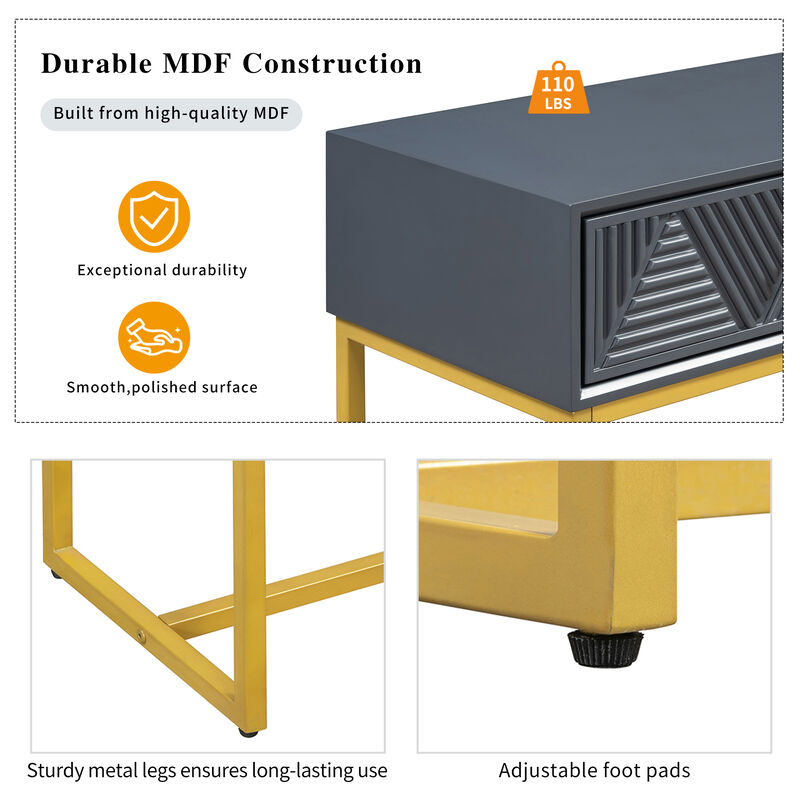 Merax Modern Sleek Console Table with 2 Drawers