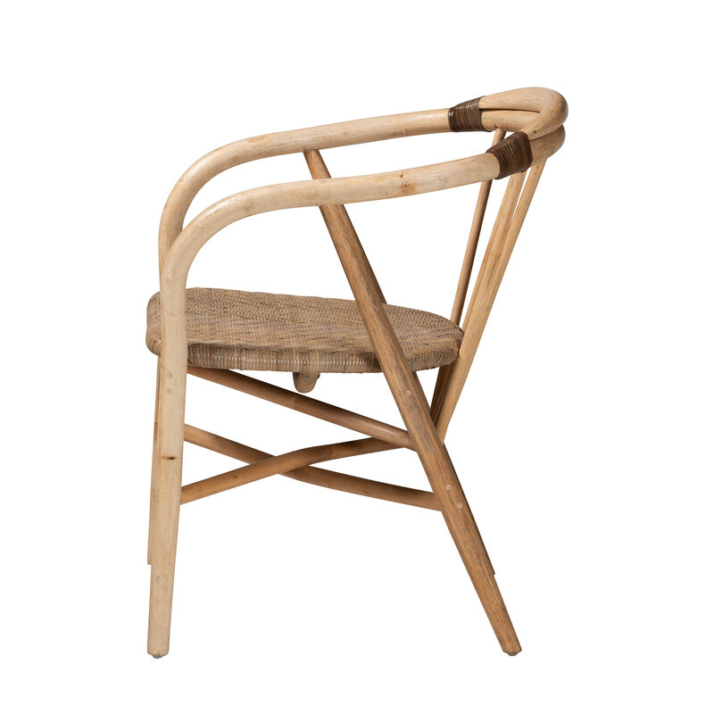 Bali & Pari Kyoto Modern Bohemian Natural Brown Rattan Dining Chair