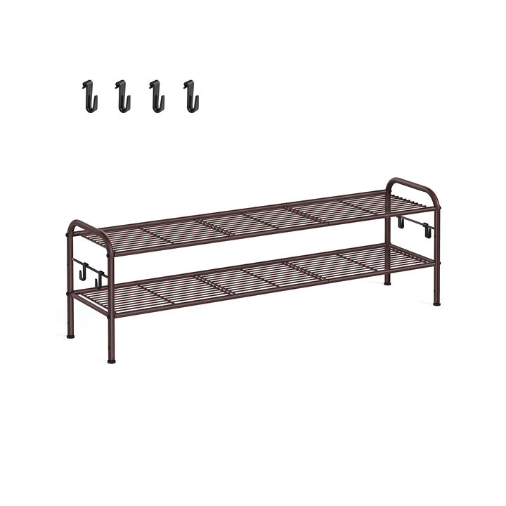 Wide 2-Tier Metal Shoe Rack