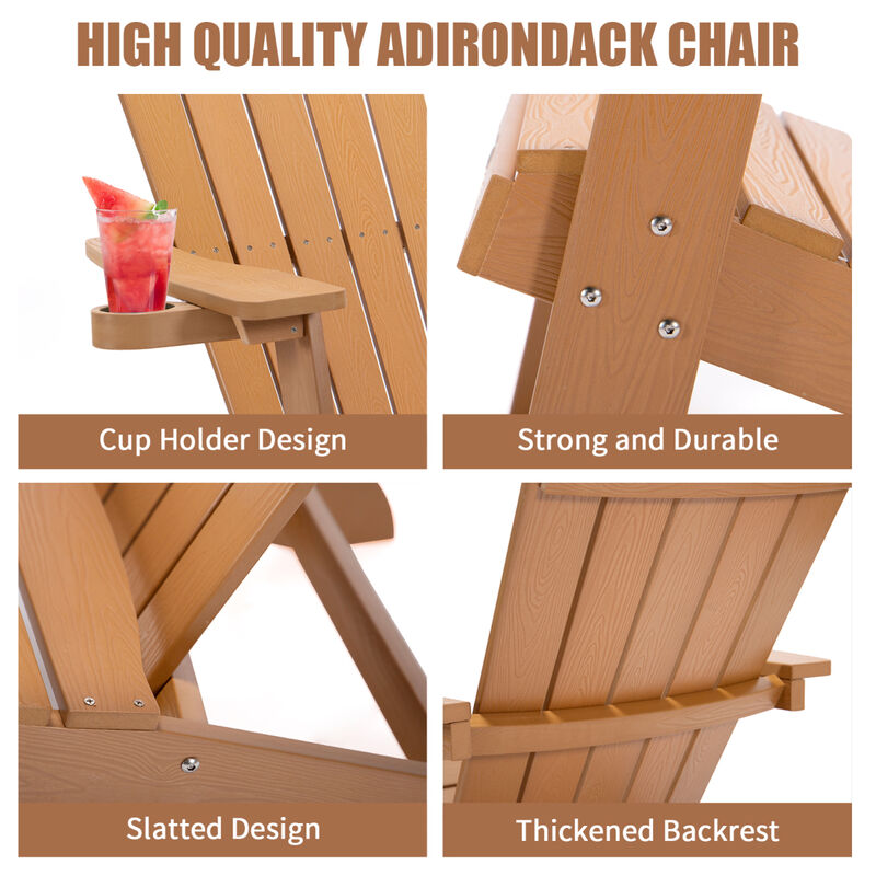 Adirondack Chair Backyard Outdoor Furniture Painted Seating With Cup Holder