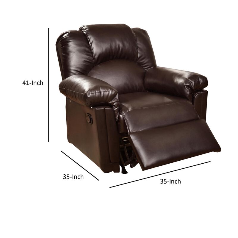 Bonded Leather Rocker/Recliner, Brown-Benzara