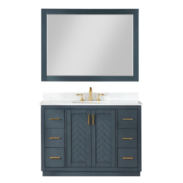 Altair 48 Single Bathroom Vanity Set in Classic Blue with Mirror