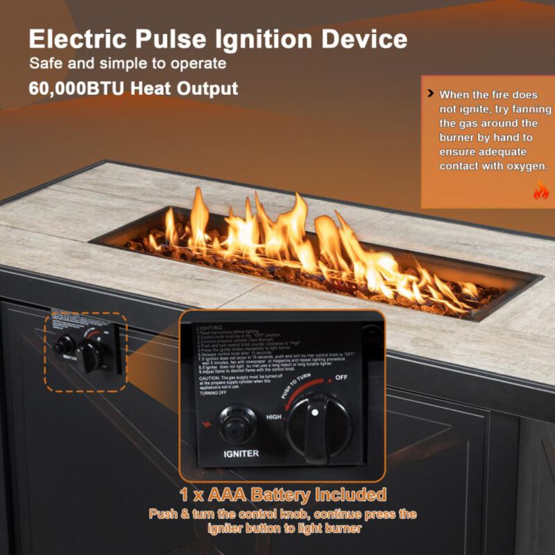 Hivvago 42 Inch 60000 BTU Propane Fire Pit Table with Ceramic Tabletop