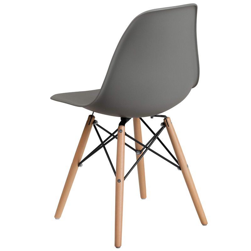 Flash Furniture Elon Series Moss Gray Plastic Chair with Wooden Legs