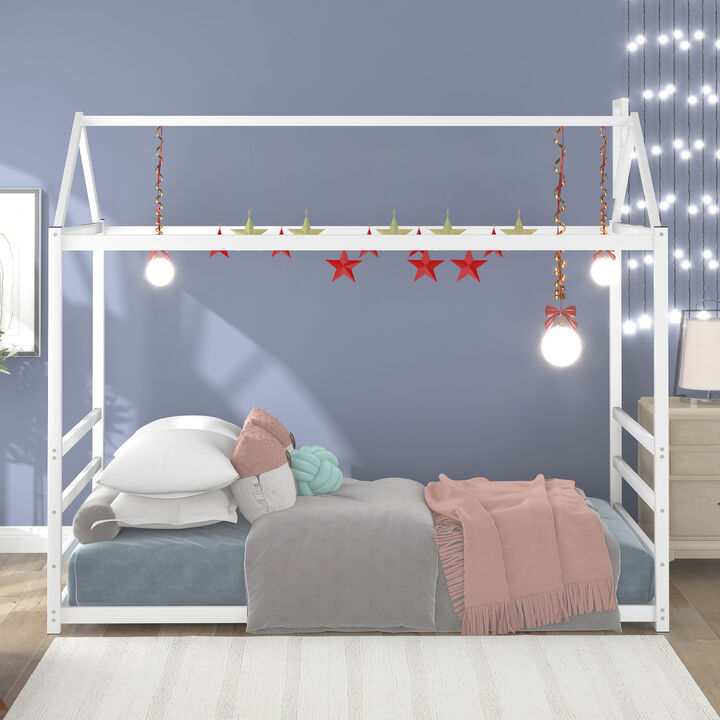 Streamdale House Platform Bed With Roof And Chimney Design