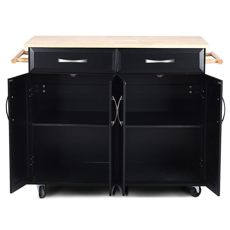 Kitchen Island Storage Cabinet Cart with Wood Top and Wheels