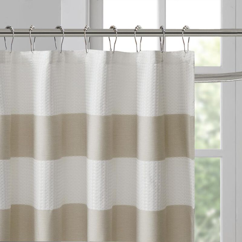 Belen Kox Taupe Waffle Weave Shower Curtain, Belen Kox