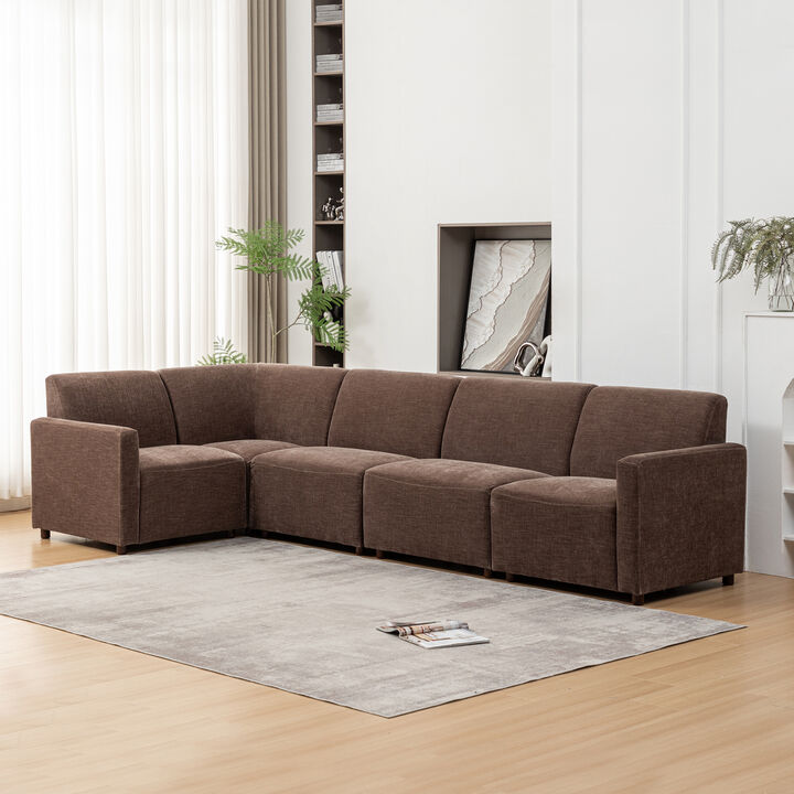 Duvall 5 Piece Modular Sofa -  Brown