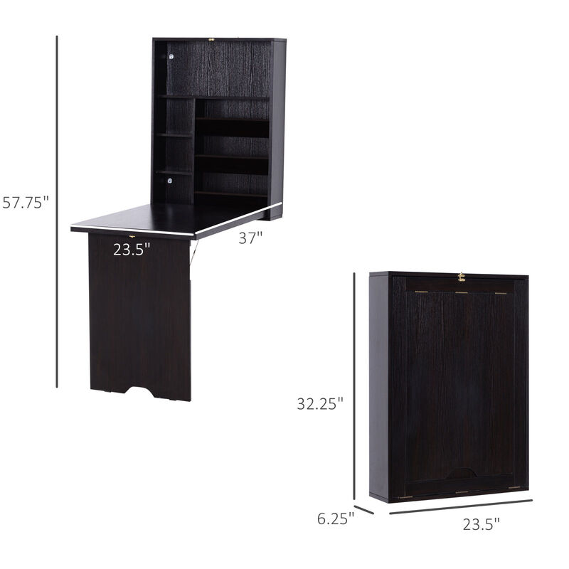 Wall Mount Writing Table Convertible Folding Computer Desk Storage Home Office