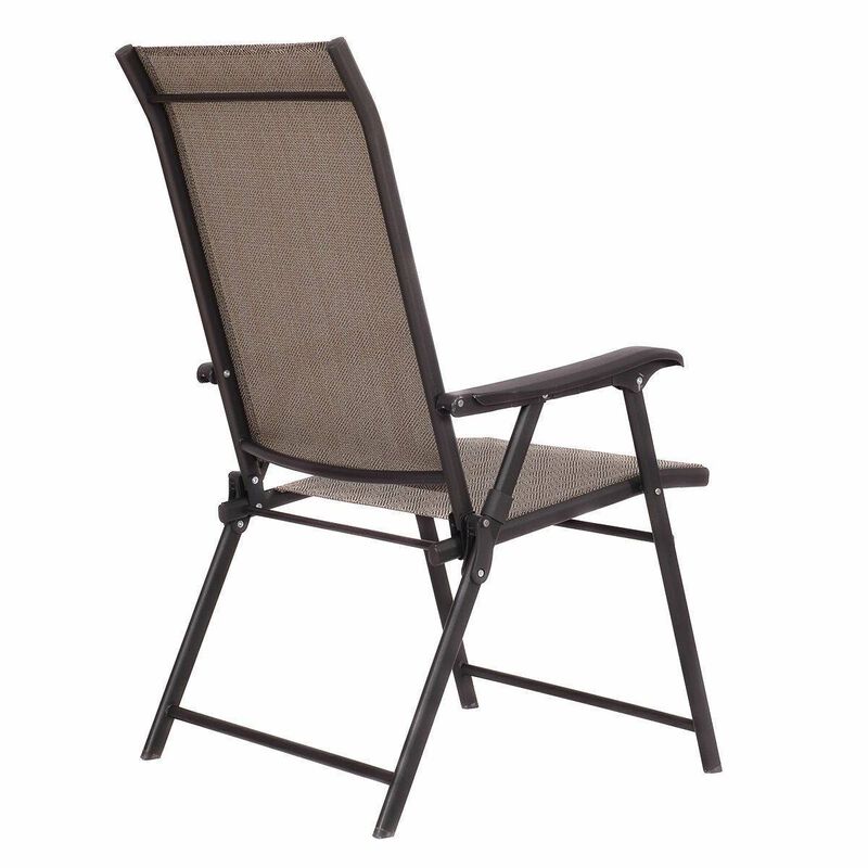 Hivvago Set of 2 Outdoor Folding Patio Chairs in Brown with Metal Frame