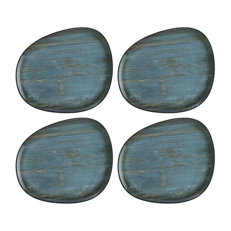 Madera 9.5" x 7.5" Organic Decorated Porcelain Plate (Set of 4)