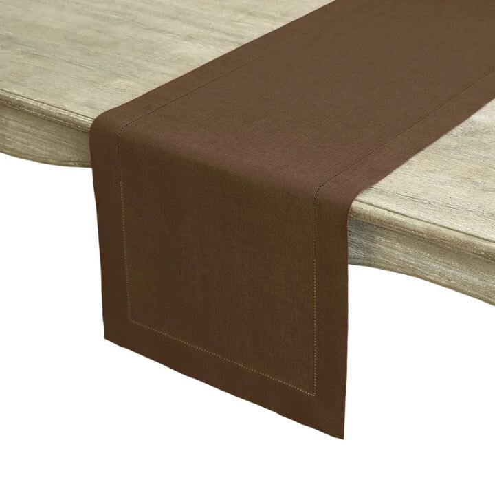 Solino Home 100% Pure Linen Table Runner | Classic Hemstitch for Thanksgiving, Christmas