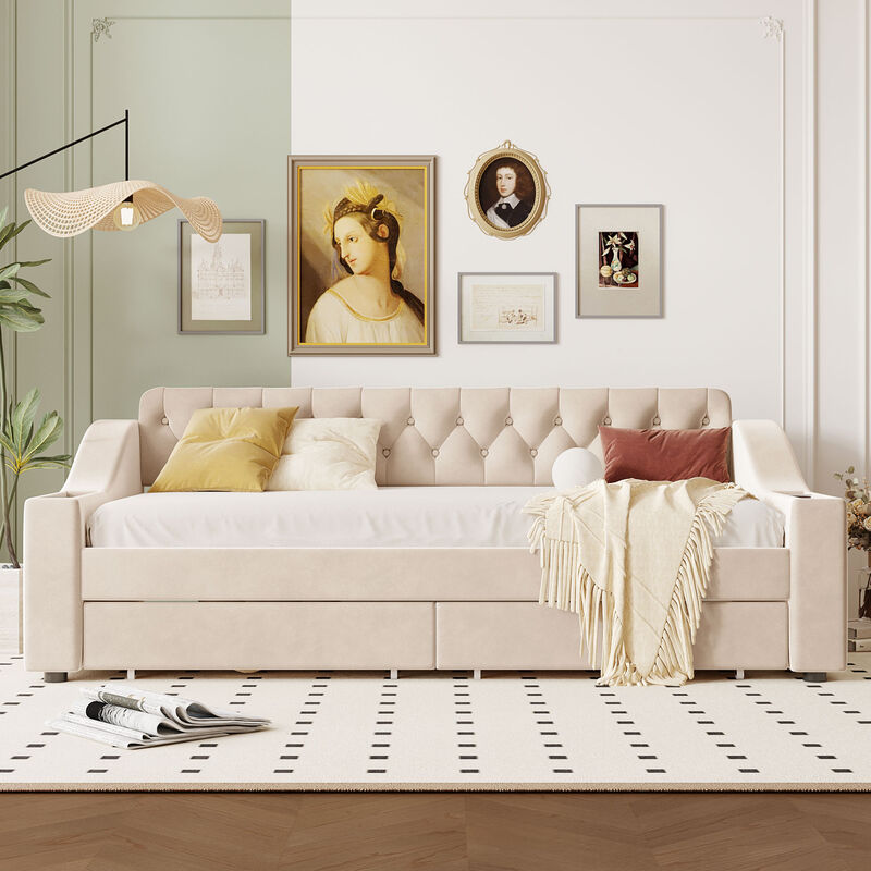 Merax Modern Daybed with Storage Armrests