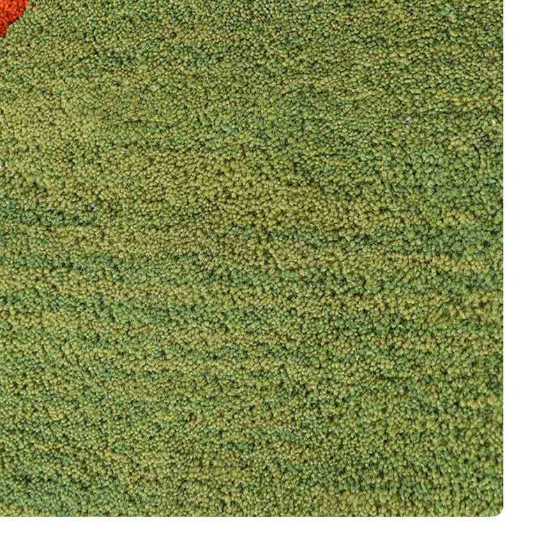 RUGSOTIC CARPETS HAND TUFTED WOOL ECO-FRIENDLY AREA RUGS  - 5'x8', Rectangle Shape, Green, Kids Design, High Pile Thick Handmade Anti Skid Area Rugs for Living Room, Bed Room (K03012)