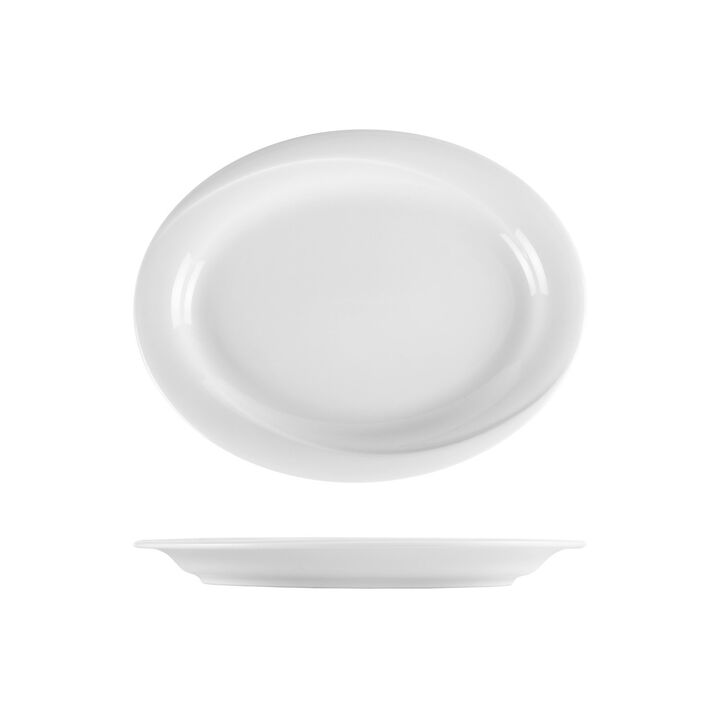 Porcelain X-tanbul 11.25" x 8" x h:1" Oval White Porcelain Platter