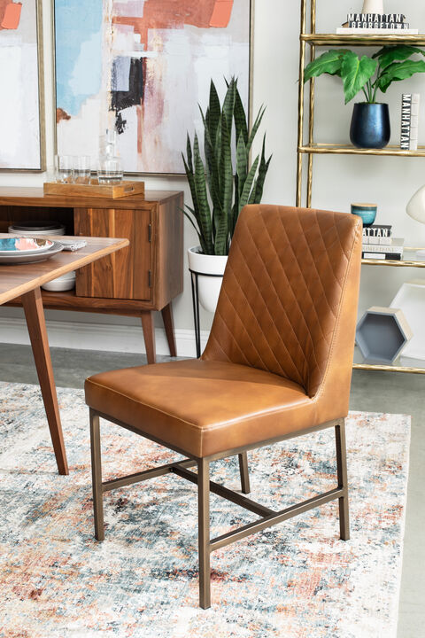 Caramel & Metal Dining Chair