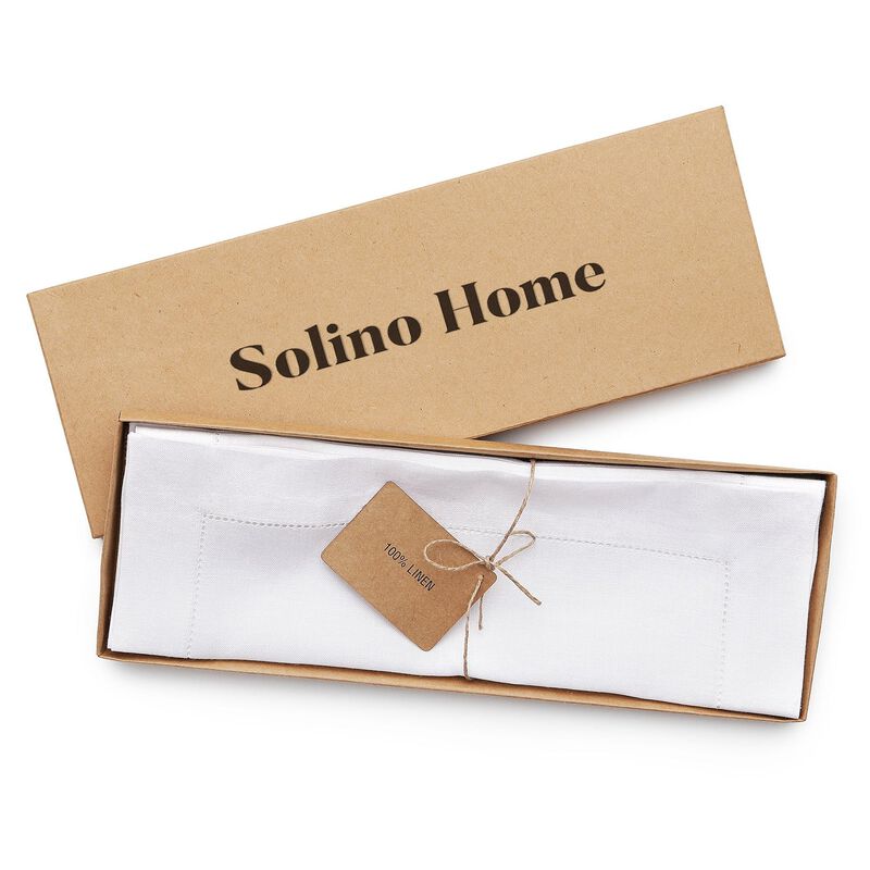Solino Home 100% Pure Linen Placemats Set of 6 - 14 x 19 Inch | Classic Hemstitch