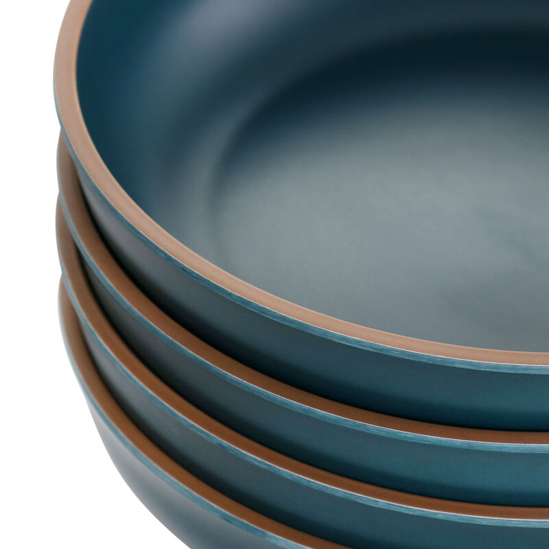 Gibson Home Rockabye 4 Piece Melamine Dinner Bowl Set in Dark Teal