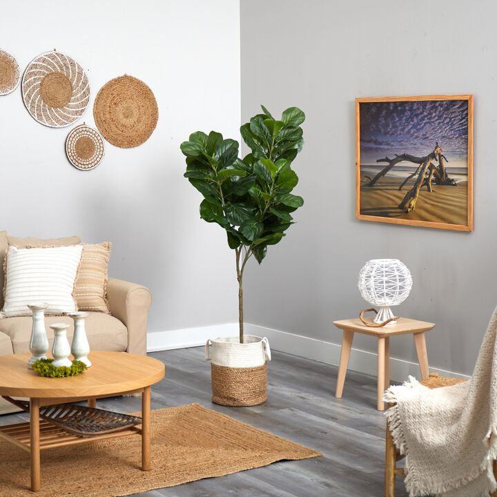 Hivvago 6 Feet Fiddle Leaf Fig Artificial Tree in Handmade Natural Jute and Cotton Planter