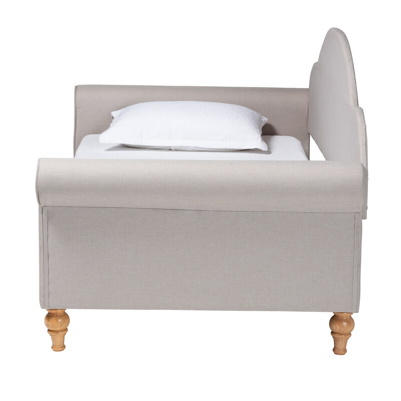 Baxton Studio Chaise Classic and Light Grey Fabric and Natural Finished Twin Size Daybed