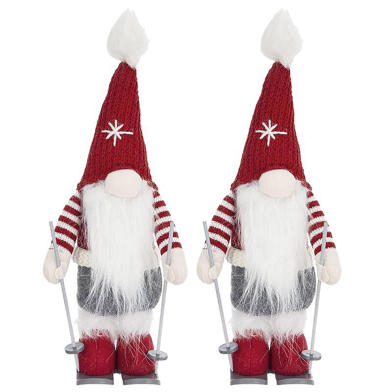 Whimsical Christmas Gnome Table Decorations, 2-Piece Set for Mantel or Sideboard, Multicolor