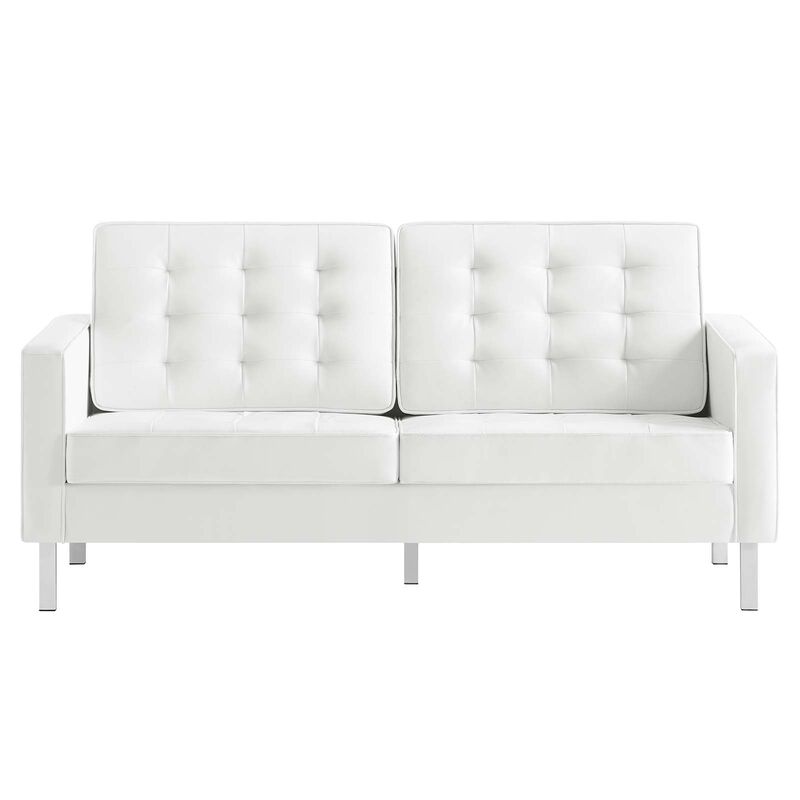 Loft Tufted Vegan Leather Loveseat