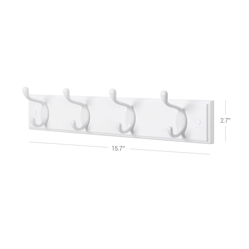 Wall-Mount Coat Rack, Oval Hook Rail, 4 Metal Hooks For Living Room