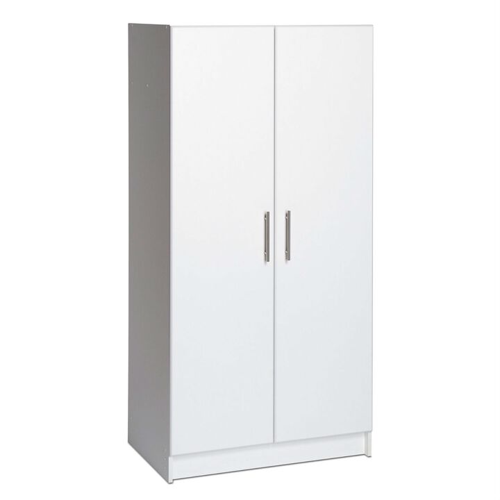 Hivvago White 2 Door Wardrobe Cabinet with Hanging Rail and Storage Shelf