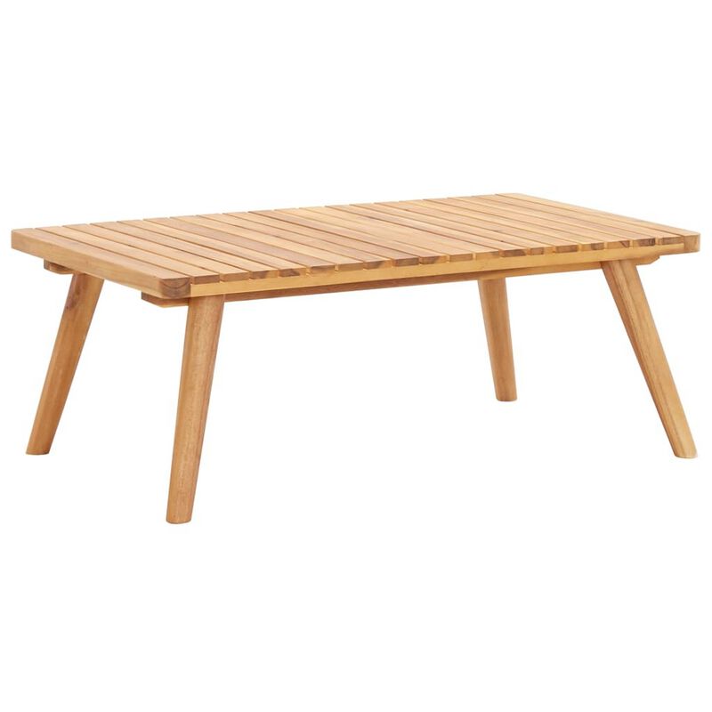 Roma 4pc Outdoor Modular Sofa Set, Coffee Table, White, Acacia Wood - Benzara